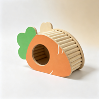 Cachette en bois pour hamster en forme de carotte, maisonnette pour petits animaux, jouet à mâcher, accessoire de cage pour hamster syrien, hamster nain, gerbille, souris, OEM personnalisé