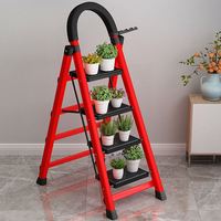 Escalera Plegable de 4 Peldaños, Resistente, Antideslizante, Resistente al Óxido, Taburete Metálico Robusto para Almacén, Hogar y Taller