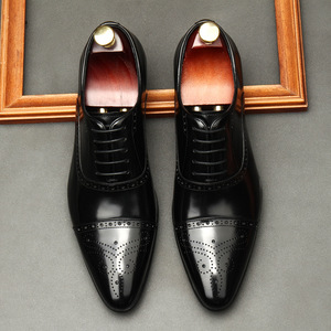 Luxurious New Italian Fashion Handcrafted Genuine Leather Men's Oxford Business Formal Shoes <b>Pointed</b> <b>Toes</b> Lace-up Closure All - Product Image 3