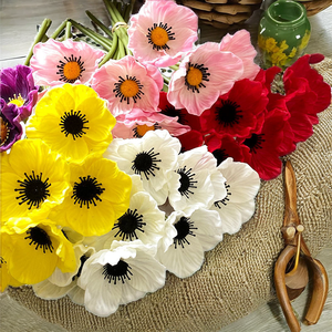 Ramo de Amapola de Opio de Tacto Real, Hecho a Mano, de Tela y Ganchillo, en Maceta, Personalizado, las Mejores Flores Artificiales, para Atrezzo de Cine, en Venta - Product Image 2
