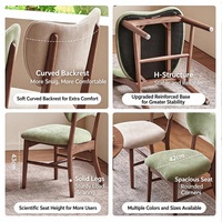 Chaise de salle à manger en bois massif, siège rembourré en lin moderne, dossier ergonomique, pieds en bois stables, meubles pour la maison, l'hôtel, la villa