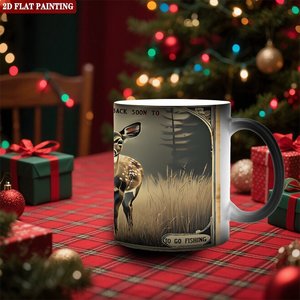 <b>Ceramic</b> <b>Mug</b> 11oz Frosted Black Color Changing Magic Cup With Deer Hunting Design For Outdoor Enthusiasts - Product Image 2