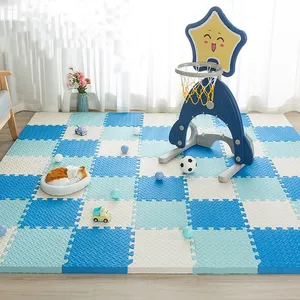High Quality 1cm 2cm 4cm Baby Tummy Time Eva Floor Mat 30x30cm Soft Blue White Foam Puzzle Rugs Tatami Puzzle Mat