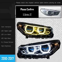 Feux avant LED bicolores Veidt pour BMW Série 5 GT/F34 (2010-2017) avec anneaux lumineux dorés modifiés