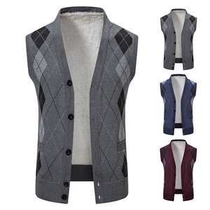 Maglioni Invernali Senza Maniche, Top Caldi Lavorati a Maglia, Pullover Classici con Scollo a V, Gilet Spessi <span class=keywords><strong>da</strong></span> Uomo con Motivo Argyle - Product Image 1
