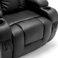 Juego de Muebles de Sala Modernos con Tapicería Sintética, Sillón Reclinable de Cuero con Masaje Eléctrico y Calefacción