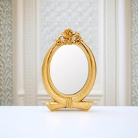 Cermin Dinding Antik Eropa Gaya Art Deco Buatan Tangan, Hiasan Ukiran Bunga, Putih Emas, Bentuk Persegi Panjang, untuk Hadiah Rumah