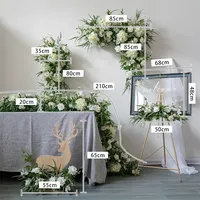 Chemin de table en soie/plastique Hortensia Feuilles Vertes, Décoration florale d'angle pour mariage, Guirlande d'arche, Décoration de toile de fond de scène, Type Rose