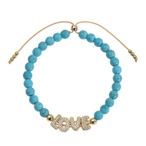 Bracelet ajustable personnalisé avec nom <span class=keywords><strong>en</strong></span> lettres bulles <span class=keywords><strong>en</strong></span> zircon et cuivre, orné de perles <span class=keywords><strong>en</strong></span> pierre naturelle, pour meilleure amie - Product Image 6
