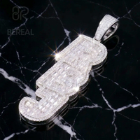 Pendentif vertical personnalisé avec nom en moissanite VVS, testée au diamant, style Hip Hop Iced Out, lettre en diamant baguette, bijoux pour hommes