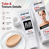 SEVEN GIRL OEM Crème BB imperméable 7 en 1 50 ml, fond de teint éclaircissant longue durée SPF45, hydratant, correcteur, base de maquillage