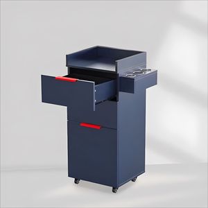 Carrello Professionale in Legno per Salone da Barbiere con Ruote Silenziose, Supporti per Attrezzi e Grandi Cassetti Portaoggetti per Parrucchieri - Product Image 3