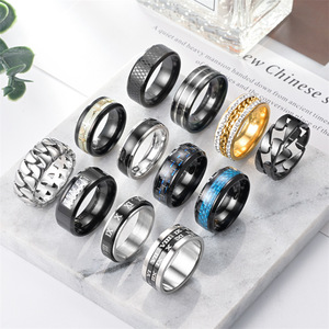 Unisex Stainless Steel <b>Ring</b> Geometric Design Rotating <b>Titanium</b> Steel Fashion Jewelry Gift - Product Image 1