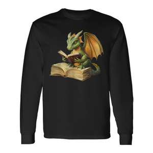Camiseta de manga larga con gráfico de Dragon Bookworm Reading Book - Product Image 1