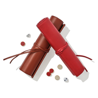 Luxuriöses, personalisiertes Monogramm-Leder-Schachspiel mit faltbarer Tasche, Roll-Up-Backgammon-Set mit Reise-Optik