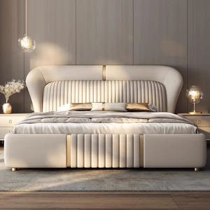 <span class=keywords><strong>Lit</strong></span> Double King Size Capitonnage Moelleux en Cuir <span class=keywords><strong>et</strong></span> Bois de Luxe <span class=keywords><strong>avec</strong></span> Rangement Intégré - Product Image 4