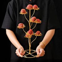 Support de présentation élégant en métal doré de luxe en forme d'arbre à plusieurs niveaux pour gâteaux, desserts, feuilles de lotus, pour mariage, fête, buffet, traiteur