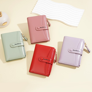 Baellerry Women's Short <b>Wallet</b> Multifunctional Card <b>Holder</b> With Snap Closure And Zipper Everyday Use Solid Color - Product Image 2