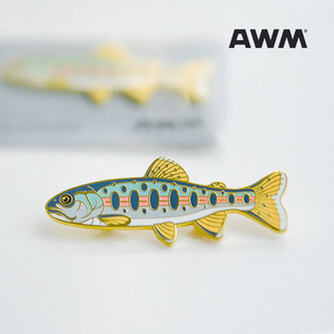 Badge en métal AWM Trout, épinglette en émail, badge de pêcheur, décoratif pour la pêche - Product Image 5