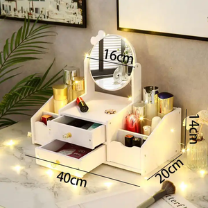 Tiroirs de rangement pour maquillage et cosmétiques Boîtes de présentation Boîte de rangement pratique pour bijoux <span class=keywords><strong>avec</strong></span> miroir de maquillage - Product Image 3