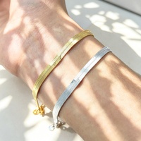 Bracelet Chaîne Serpent Plate Tendance en Gros, Bijoux Minimalistes Unisexe, Bracelets Chevron
