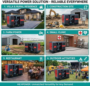 เครื่องกำเนิดไฟฟ้าแบบพกพา ป้องกันเสียงรบกวน 8KW 10KW 10KVA 12.5KVA 1/3 เฟส 50/60hz รุ่น Super Silent สำหรับใช้ในบ้าน HIC-10GF รุ่น 10kva ของเรา - Product Image 6