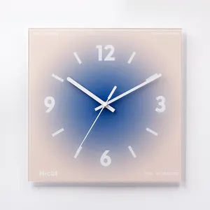 HICAT 패션 인 스타일 영향 간단한 따뜻한 색 벽 현대 사각형 시계 홈 오피스 장식