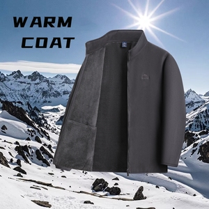 Otoño Invierno nueva chaqueta de lana Vintage para hombre con cuello levantado y cierre de cremallera ropa gruesa ecológica para papá abuelo - Product Image 5