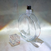 Flacon de parfum en verre fantaisie avec bouchon en cristal, forme ronde, avec pulvérisateur à baïonnette ou diffuseur de parfum/cosmétique/arôme à bâtonnets 50ml 100ml