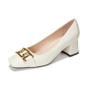 Escarpins à talon carré et boucle métallique 5688-20, chaussures de bureau tendance pour femme, talon moyen, couleur unie, doublure en PU, semelle en caoutchouc - Product Image 4