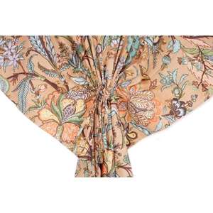 Caftán de Algodón Hecho a Mano de Alta Calidad para Mujer, Estampado Floral, Cuello en V, Manga Larga, Corte Holgado, Vestido Casual de Verano Ecológico - Product Image 5