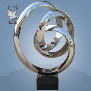 Ngoài Trời Kích Thước Lớn Hiện Đại Đánh Bóng Thép Không Gỉ 304 Trừu Tượng Ả Rập Saudi Vòng Tròn Thép Không Gỉ Bức Tượng - Product Image 4