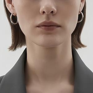 Elegant Stainless Steel <b>Hoop</b> <b>Earrings</b> - Lightweight & Comfortable, Perfect for Daily Wear or Parties - Product Image 3