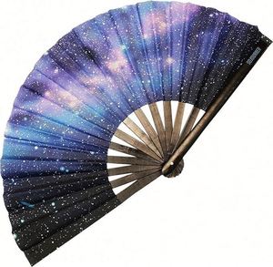Éventail pliant en bambou personnalisé de 33 cm, grand format, portable, pour la danse, les fêtes, la promotion, souvenir d'entreprise personnalisé, cadeau - Product Image 1