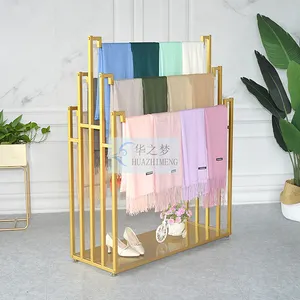 Vloer Staande Gouden Sjaal Display Rack Huis Opslag Meerlagige Stof Metalen Display Houder Voor Winkel