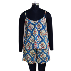 ชุดนอนผ้าฝ้าย100% XL แขนกุดนุ่มลื่นพิมพ์ลายต้นมะพร้าวมีเชือกผูกสำหรับฤดูใบไม้ร่วงและฤดูร้อน - Product Image 3