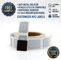 Etiqueta NFC Mini Personalizada Anti-Metal NTAG213 NTAG215 NTAG216 13.56MHz, Etiqueta RFID para Equipos de Rastreo de Activos