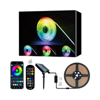 Bande lumineuse LED RGB solaire haut de gamme, étanche IP67, DC6V, 5m, synchronisation musicale, contrôle à distance via application Wi-Fi, éclairage de jardin, de véranda, de bar, OEM