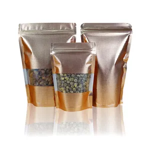 Wholesale Gold Aluminum Foil Mylar Vacuum Seal Bag Pouch Custom Printed Food Grade Stand Up Zipper Packaging Bag