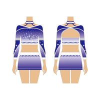 OEM Personnalisé Performance Mystique Manches Longues Femme Cheerleading Uniformes Respirant Maille Tissu Cheer Dance Costumes