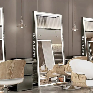 Espejo Moderno para Salón de Belleza, Estación de Barbería con Marco Dorado, Estación de Barbería de Doble Cara con Luz LED - Product Image 5