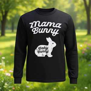 T-shirt à manches longues « Mama Bunny » – Mignon pour la grossesse, révélation du sexe, fête prénatale, prochainement maman - Product Image 3