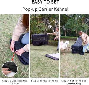 Taşınabilir köpek sandık katlanabilir kulübesi evi kafes seyahat orta büyük köpekler araba taşıyıcı Pet yumuşak taraflı sandık kapalı açık - Product Image 3