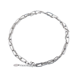 <b>Cross</b> Border Punk Hip Hop Clavicle Necklace Titanium Steel Double Layer <b>Chain</b> Unisex Geometric Style Fashion Jewelry - Product Image 5