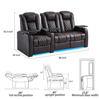 Ensemble de canapés inclinables électriques en cuir pleine fleur, extensibles, zéro gravité, pour salon et home cinéma
