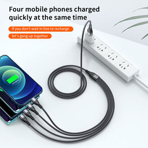 สายดาต้าแบบ4 in 1สายไมโคร USB C มัลติสายชาร์จข้อมูลอย่างรวดเร็วสำหรับ iPhone สำหรับ Android ชาร์จสายข้อมูล - Product Image 6