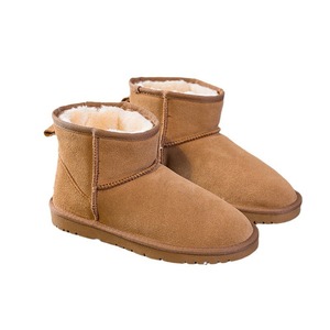 Bottines classiques pour femmes, dessus en cuir de vachette, doublure en fourrure artificielle, antidérapantes, chaudes pour l'hiver, bottes de neige <span class=keywords><strong>U</strong></span> - Product Image 5