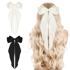 Épingles à <span class=keywords><strong>cheveux</strong></span> personnalisées pour femmes pinces à <span class=keywords><strong>cheveux</strong></span> en satin <span class=keywords><strong>soyeux</strong></span> doux avec ruban français à longue queue et barrettes à gros nœud - Product Image 2