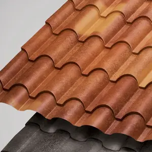 Fabrika baskılı renk çelik kiremit çatı PPGI ile oluklu kiremit yapı malzemesi kullanılır