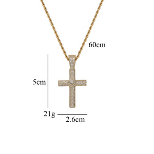 Flower <b>Cross</b> Pendant, Hip Hop Copper Inlaid Zircon Personalized <b>Cross</b> Necklace - Product Image 2